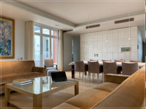 Livingroom in Paris with two pairs of Credo Audio Cinema LTM's installed.